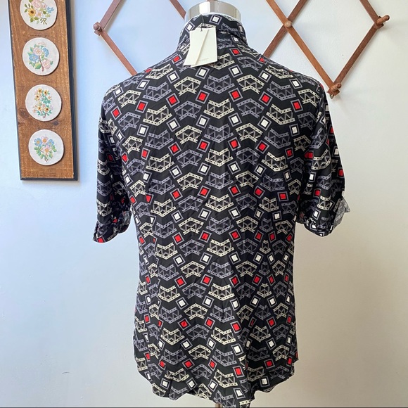 NWT Eleven Paris Geometric Viscose Snap Button Shirt - Picture 4 of 14
